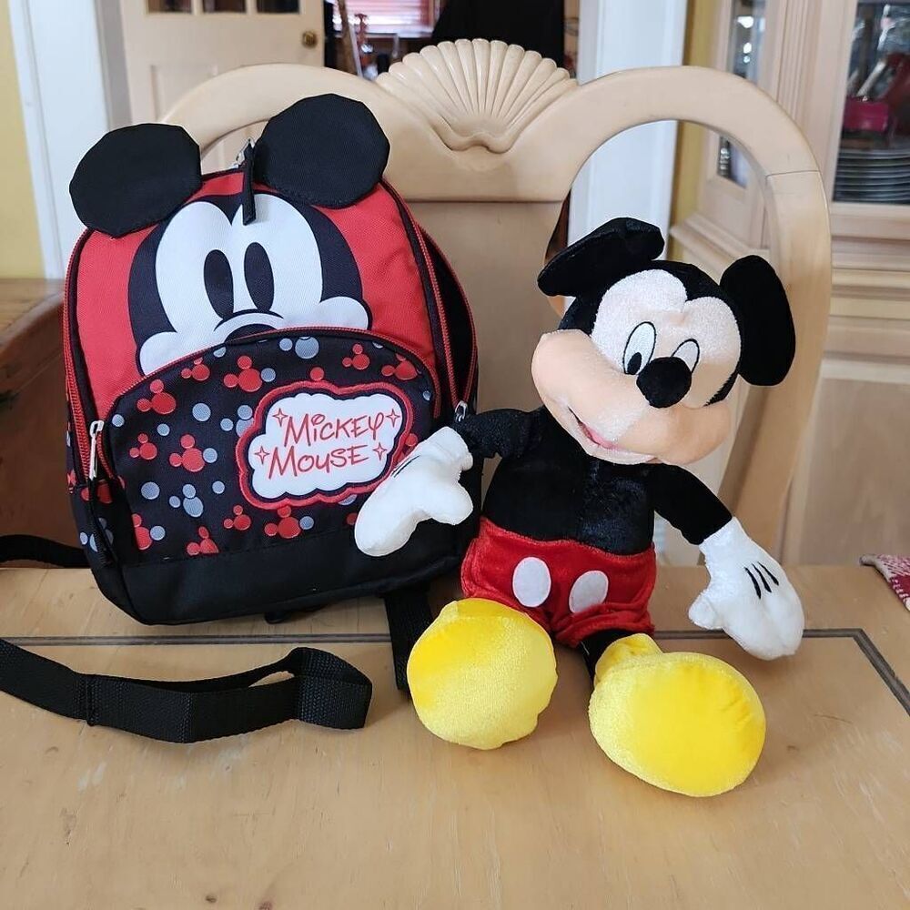 Baby Disney harness backpack and mickey mouse plush bundle